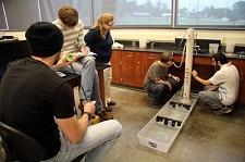 Students conducting fluid mechanics lab